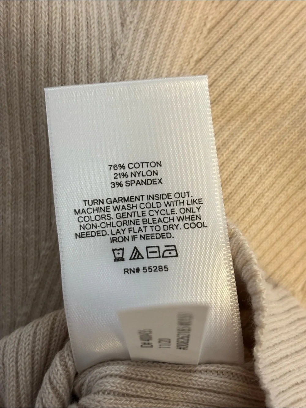 Express Beige Ribbed V-Neck Top - Picture 3 of 3